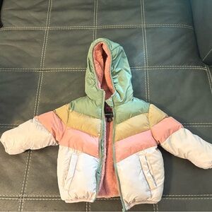 Swiss Tech Pink Puffer Jacket with fuzzy inside.